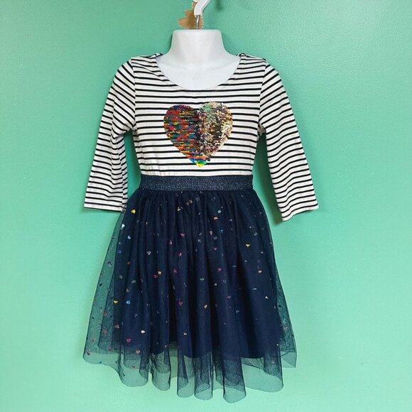 Chenault Other - Chenault Girl Long Sleeve Heart Glitter Tutu Hem Dress Girls Size 4/5